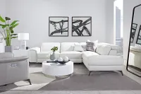 Pearson White Leather Right Bumper Power Reclining Sectional