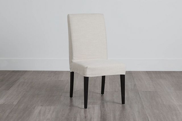 Harbor Light Beige Short Slipcover Chair With Dark-tone Leg