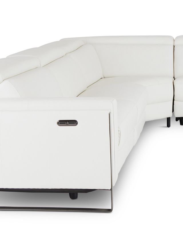 Atlas White Lthr/vinyl Medium Triple Power 2-arm Sectional