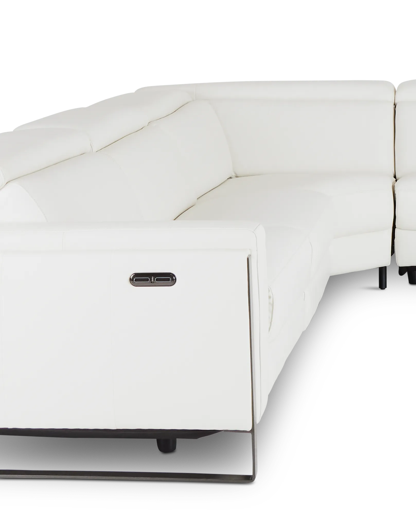 Atlas White Lthr/vinyl Medium Triple Power 2-arm Sectional