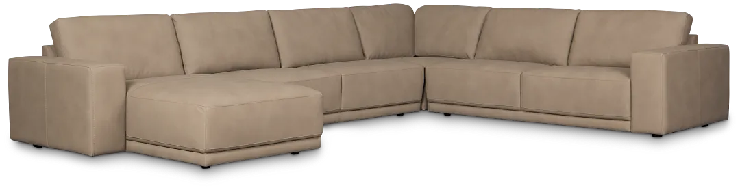Kellan Taupe Leather Medium Left Chaise Sectional