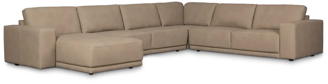 Kellan Taupe Leather Medium Left Chaise Sectional Kellan Taupe Leather Medium Left Chaise Sectional