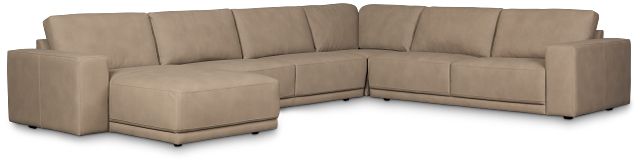 Kellan Taupe Leather Medium Left Chaise Sectional