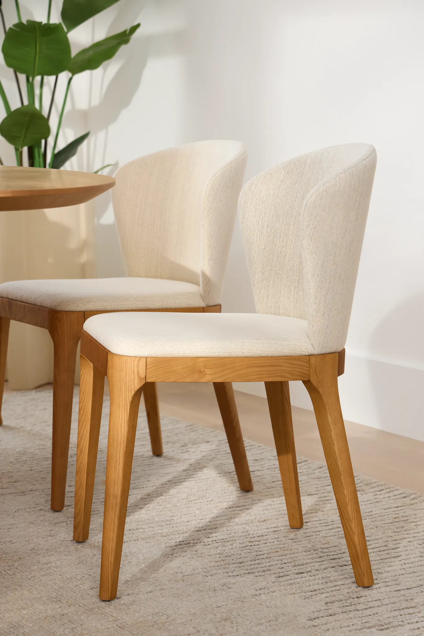 Nomad Light Beige Upholstered Side Chair With Light Tone Legs