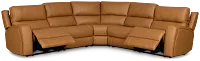 Summit Light Brown Lthr/vinyl Small Two-arm Power Reclining Sectional