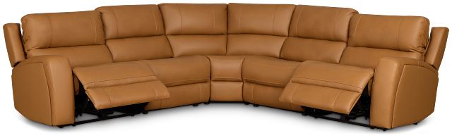 Summit Light Brown Lthr/vinyl Small Two-arm Power Reclining Sectional