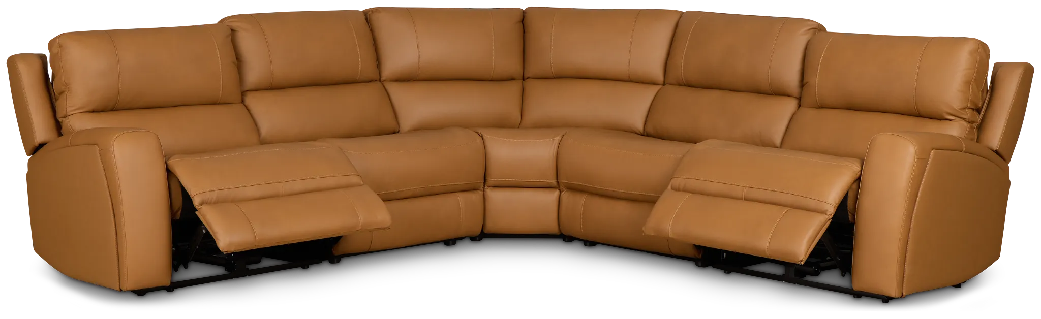 Summit Light Brown Lthr/vinyl Small Two-arm Power Reclining Sectional