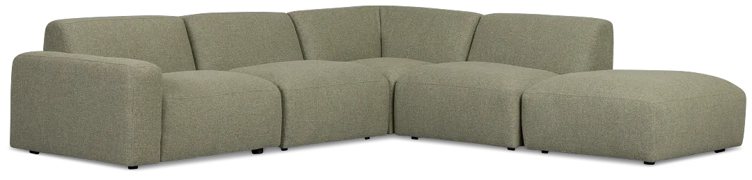 Baylor Green Fabric 5-piece Right Facing Bumper Sectional