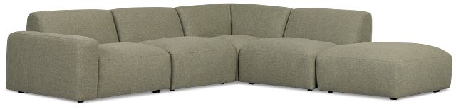 Baylor Green Fabric 5-piece Right Facing Bumper Sectional
