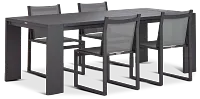 Linear 87" Dk Gray Aluminum Table & 4 Sling Side Chairs