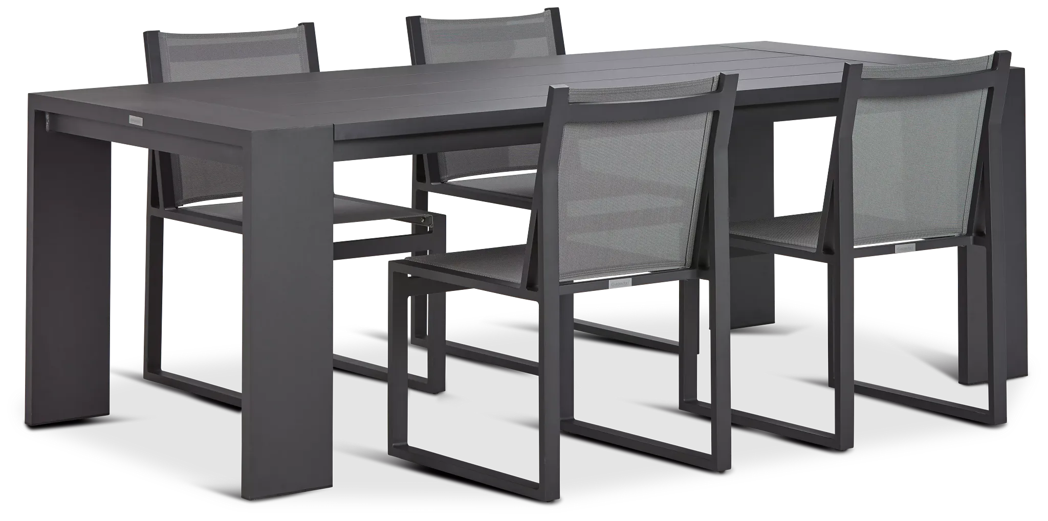 Linear 87" Dk Gray Aluminum Table & 4 Sling Side Chairs