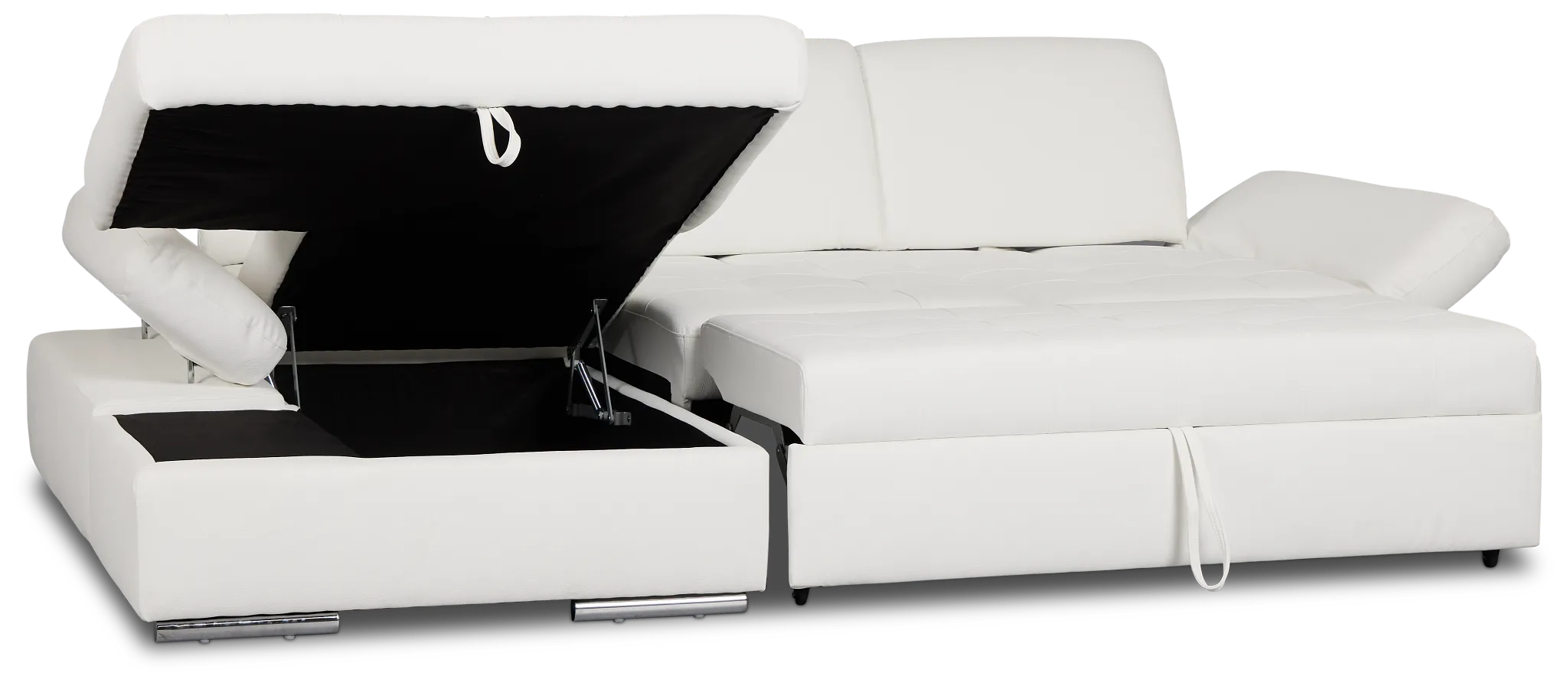 Eden White Micro Left Chaise Sleeper Sectional