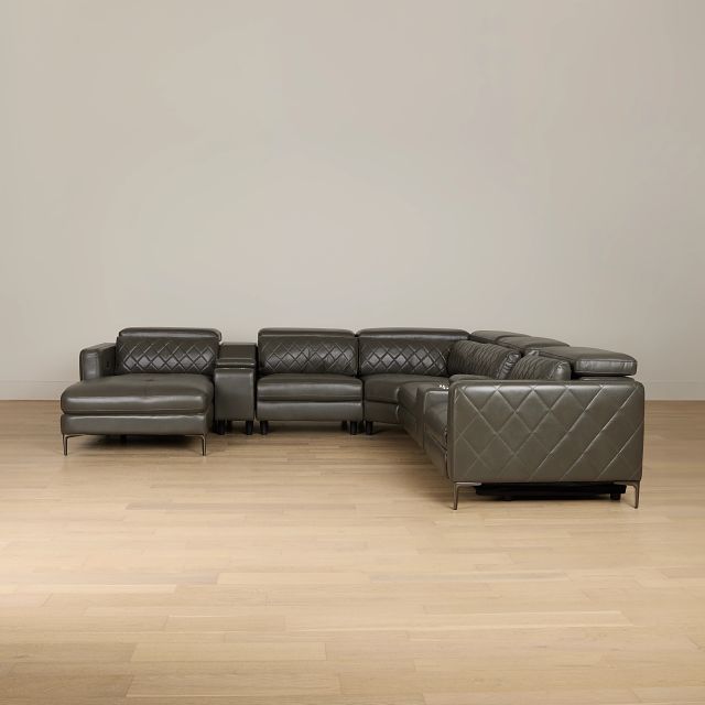 Ava Dark Gray Micro Large Dual Power Left Chaise Sectional
