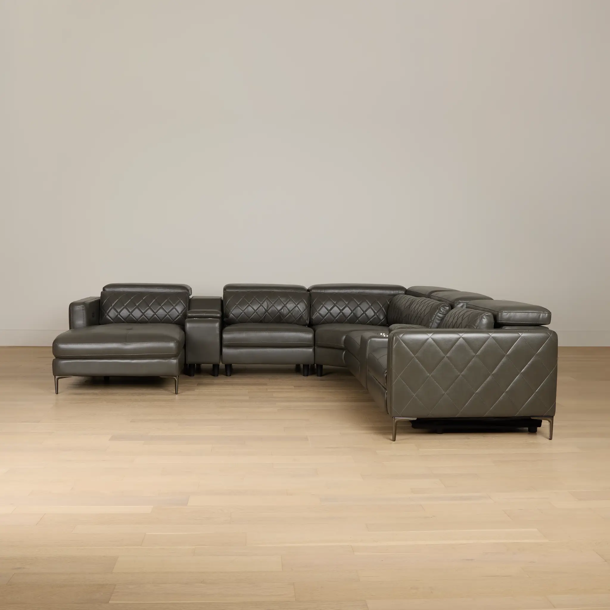 Ava Dark Gray Micro Large Dual Power Left Chaise Sectional Ava Dark Gray Micro Large Dual Power Left Chaise Sectional