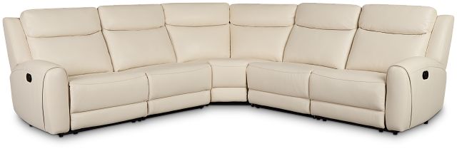 Walker Ivory Lthr/vinyl Small Two-arm Manually Reclining Sectional