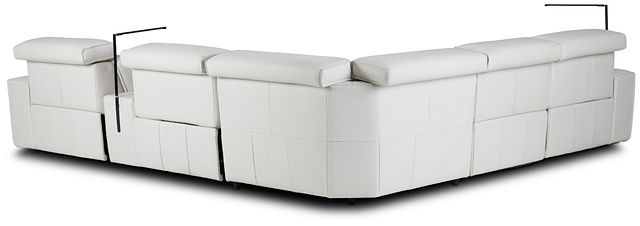 Carmelo White Leather Medium Triple Power Sectional W/right Table &light
