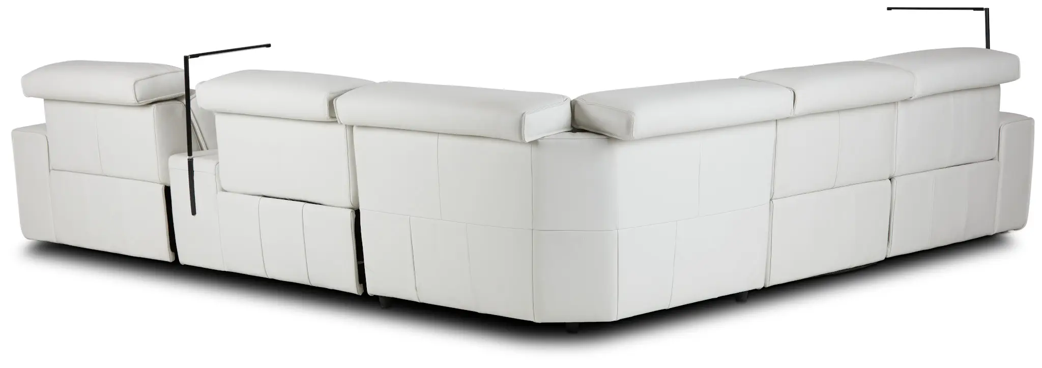 Carmelo White Leather Medium Triple Power Sectional W/right Table &light Carmelo White Leather Medium Triple Power Sectional W/right Table &light