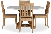 Nantucket White Two-tone Round Table & 4 Light Tone Chairs