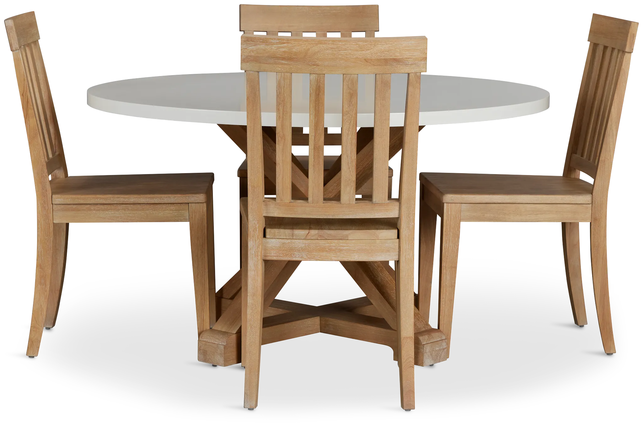 Nantucket White Two-tone Round Table & 4 Light Tone Chairs