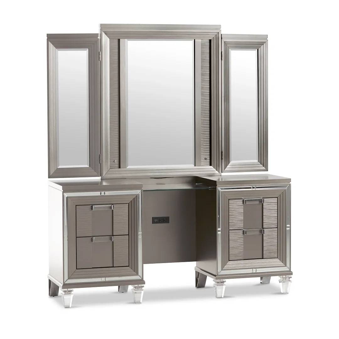 Vegas Gray Vanity & Mirror