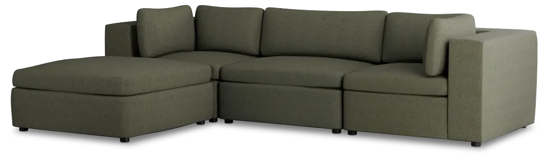 Destin Sutton Green Fabric 4-piece Bumper Sectional Destin Sutton Green Fabric 4-piece Bumper Sectional