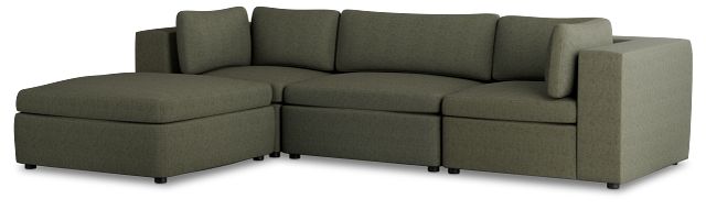 Destin Sutton Green Fabric 4-piece Bumper Sectional