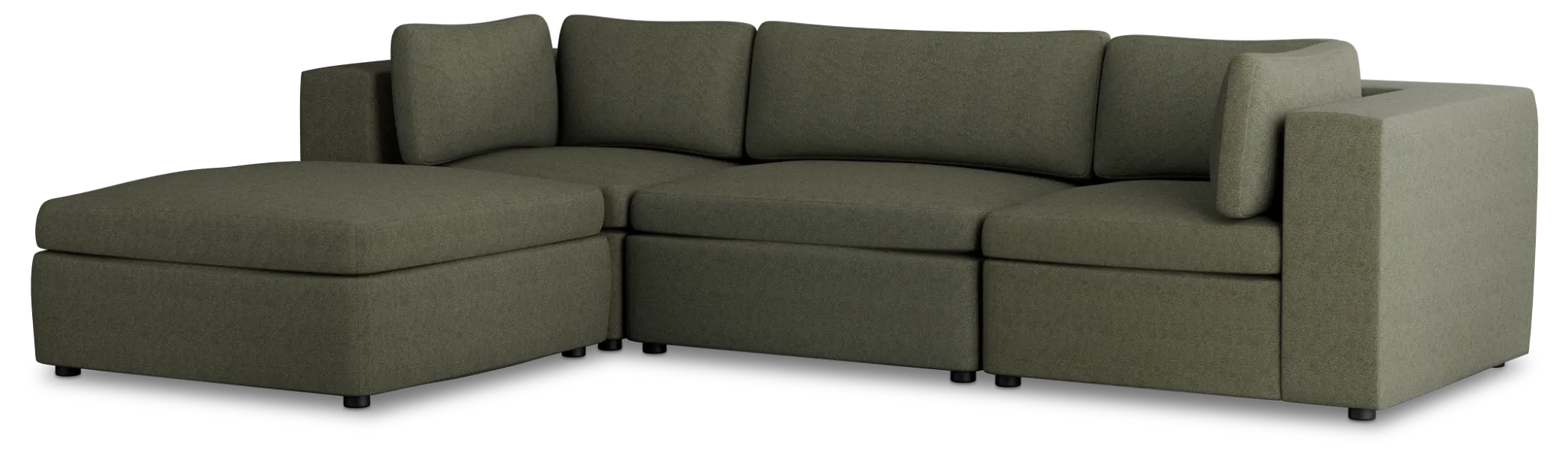 Destin Sutton Green Fabric 4-piece Bumper Sectional