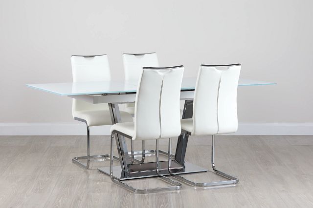 Treviso White Glass Table & 4 Upholstered Chairs (0)