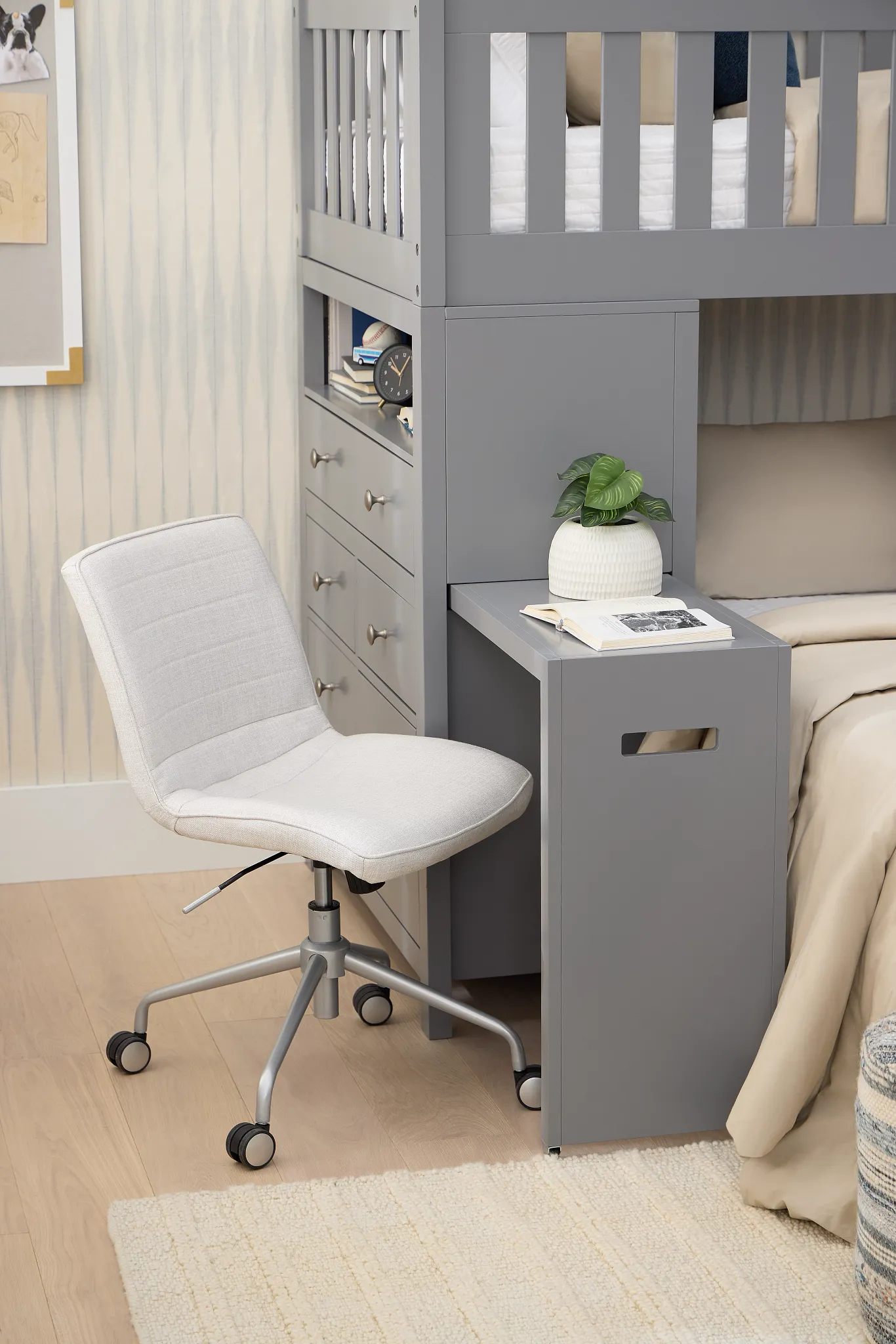 Gwen Light Gray Upholstered Desk Chair