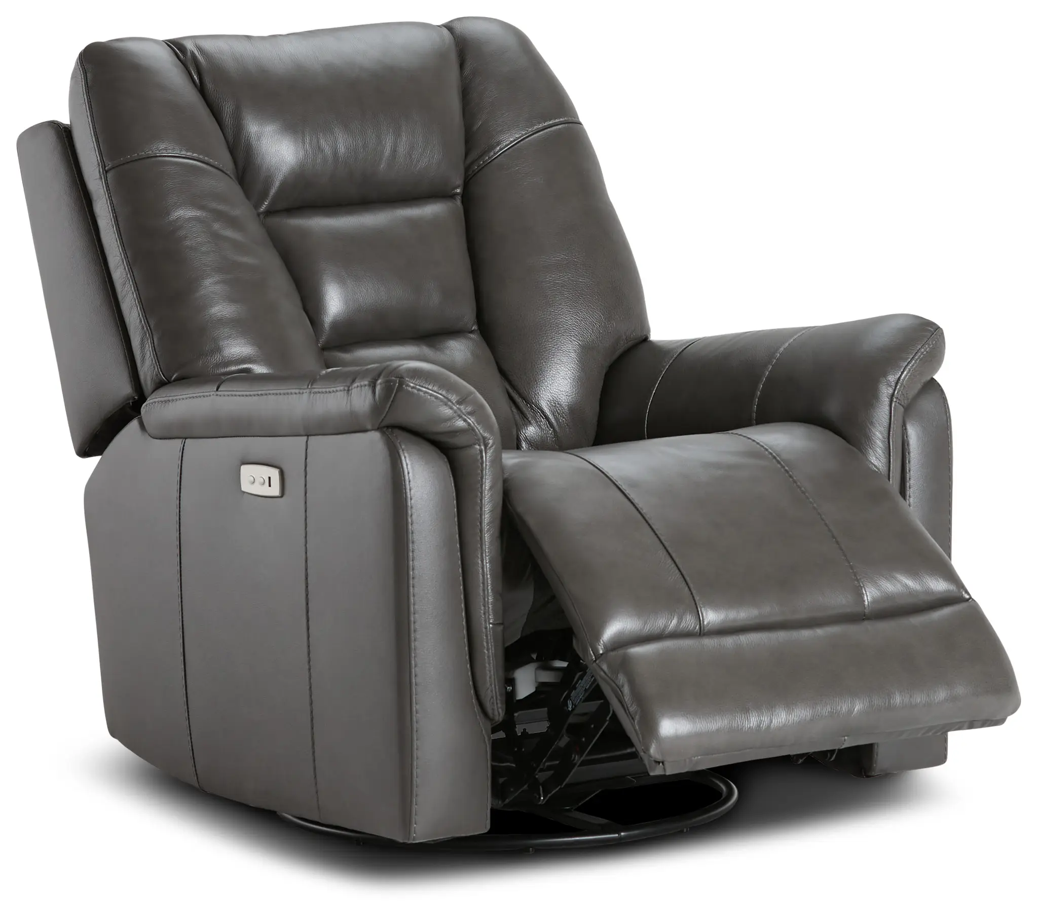 Owen Dark Gray Leather Power Swivel Glider Recliner Owen Dark Gray Leather Power Swivel Glider Recliner