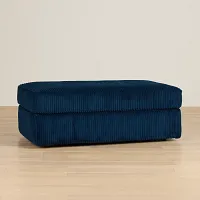 Charlie Dark Blue Fabric Ottoman