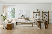 Drift Light Beige Fabric Medium Triple Power 2-arm Sectional