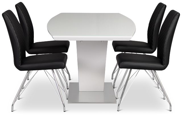 Lima Black Table & 4 Upholstered Chairs