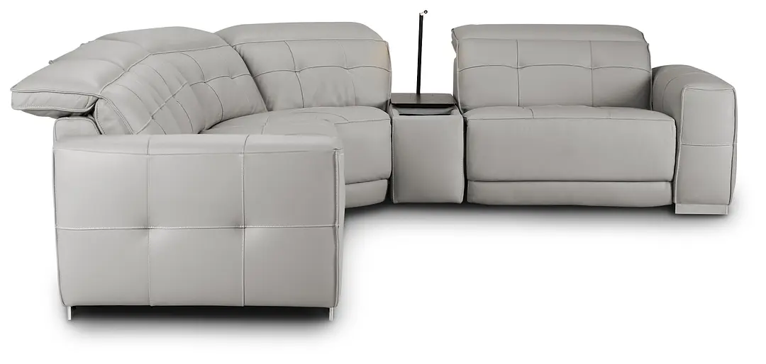 Reva Gray Leather Small Dual Power Reclining Two-arm Sectional Reva Gray Leather Small Dual Power Reclining Two-arm Sectional