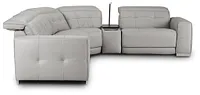 Reva Gray Leather Small Dual Power Reclining Two-arm Sectional