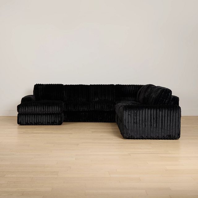 Teddy Black Fabric Large Left Chaise Sectional