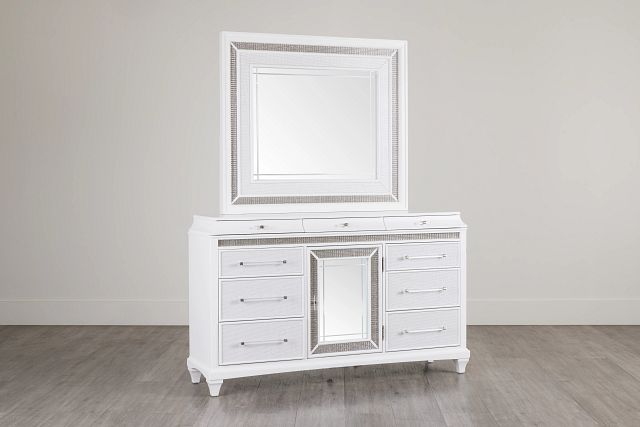 Milan White Dresser & Mirror