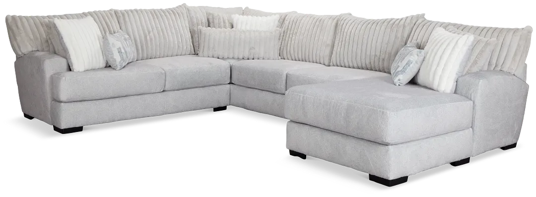 Kylie Light Gray Fabric Medium Right Chaise Sectional