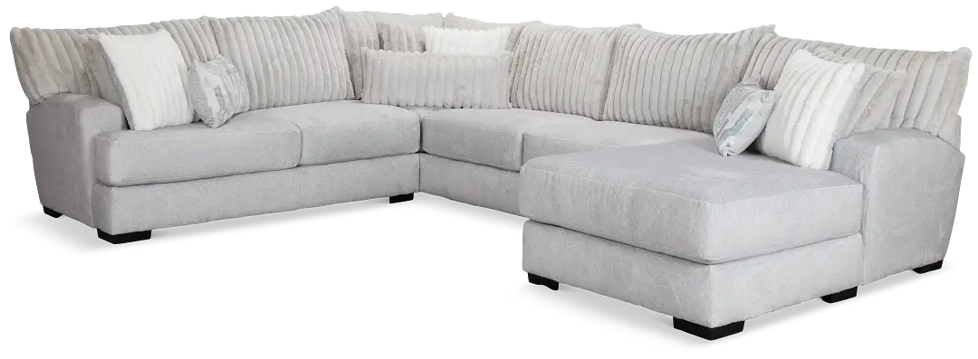 Kylie Light Gray Fabric Medium Right Chaise Sectional Kylie Light Gray Fabric Medium Right Chaise Sectional