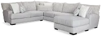 Kylie Light Gray Fabric Medium Right Chaise Sectional
