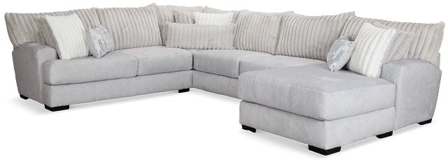 Kylie Light Gray Fabric Medium Right Chaise Sectional