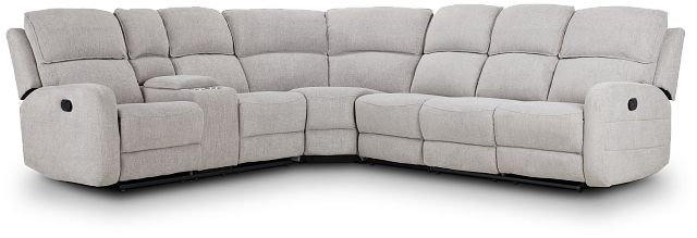 Piper Gray Fabric Large Dual Reclining Sectional With Left Console