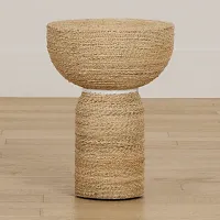 Harley Light Tone Woven Pedestal Table
