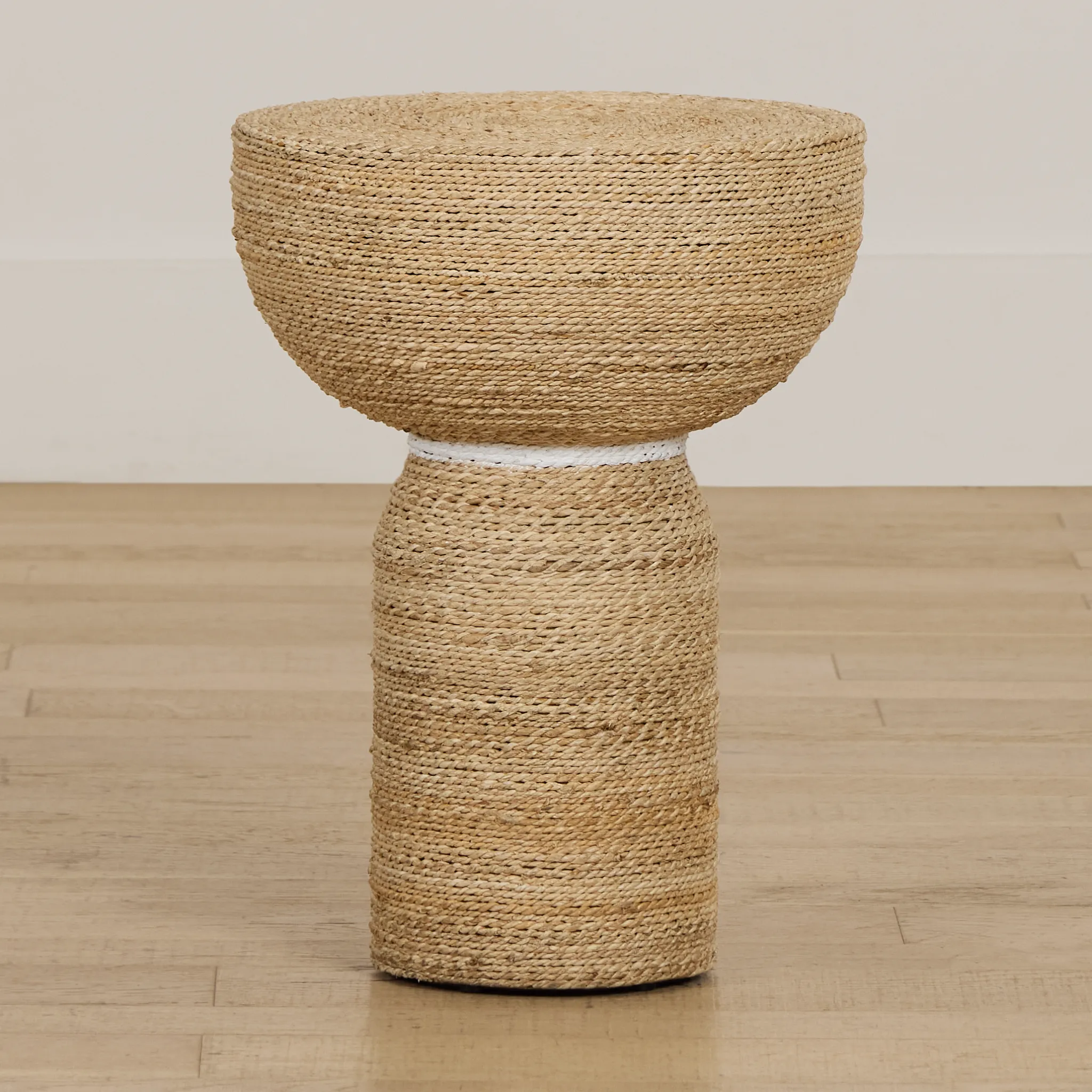 Harley Light Tone Woven Pedestal Table