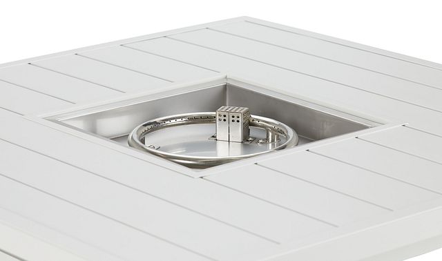 Linear White Square Fire Pit