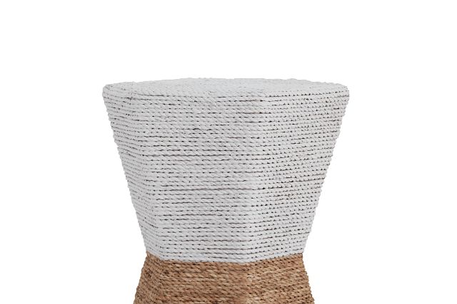 Shelby White Woven Accent Table