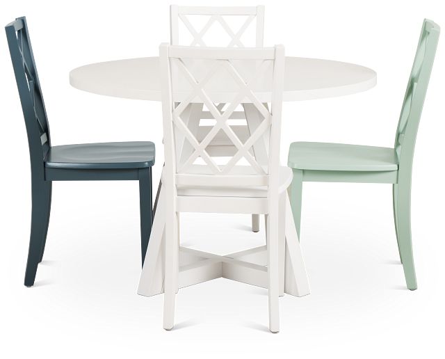 Edgartown White Round Table & Mixed Chairs