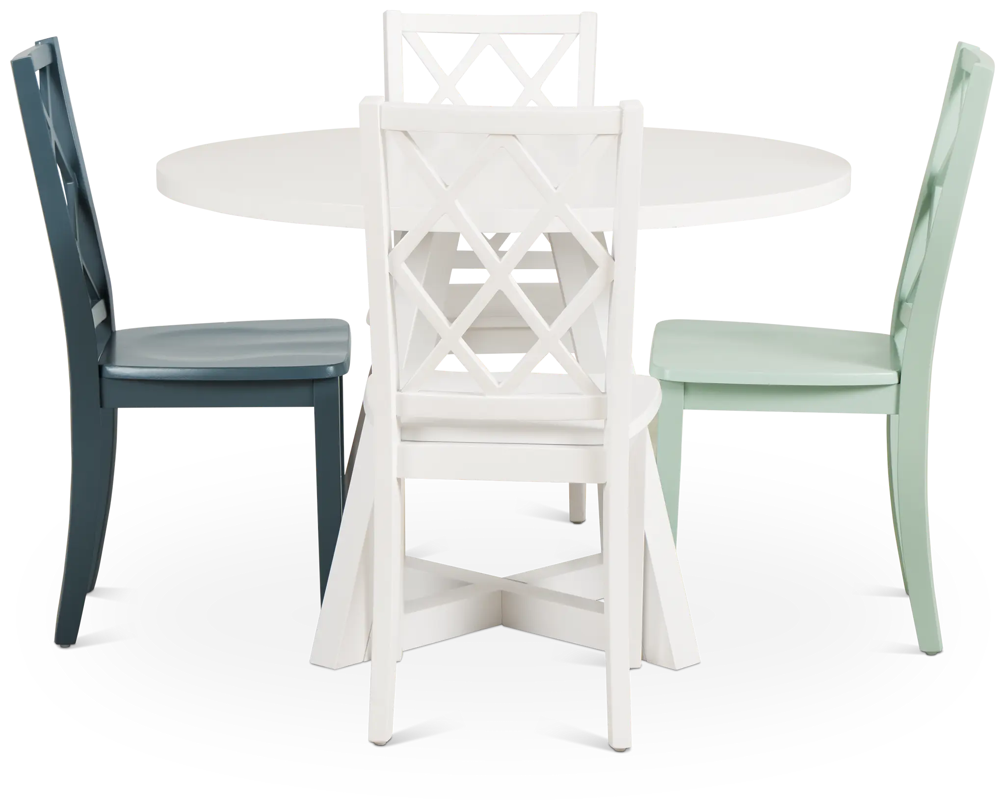 Edgartown White Round Table & Mixed Chairs Edgartown White Round Table & Mixed Chairs