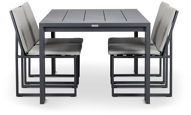 Linear Dark Gray 70" Aluminum Table & 4 Cushioned Side Chairs
