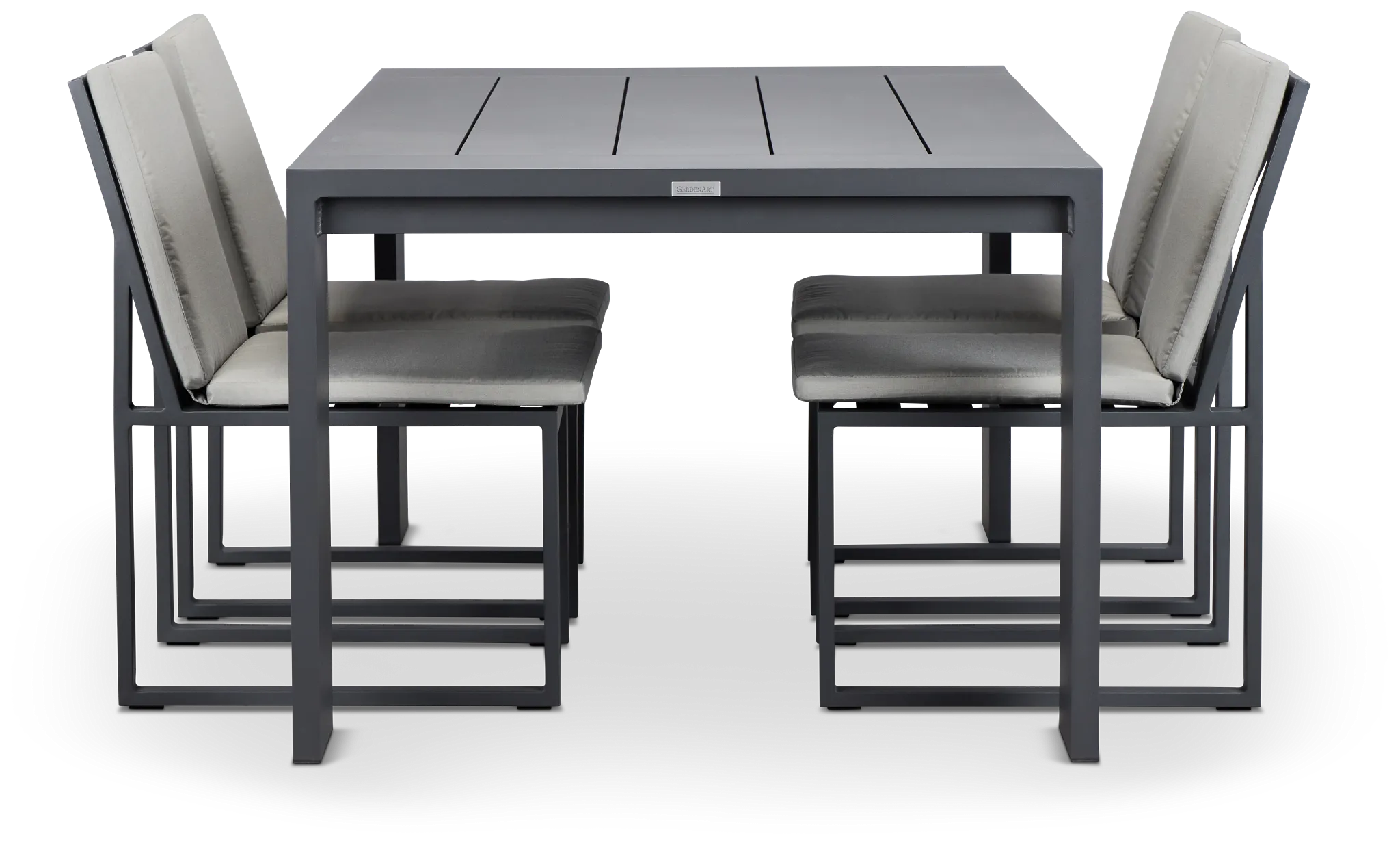 Linear Dark Gray 70" Aluminum Table & 4 Cushioned Side Chairs